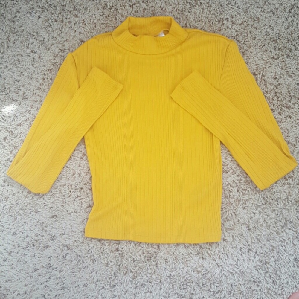 Ribbed Top with Funnel Neck Turtle Neck